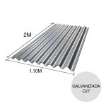 Chapa Sinusoidal Acanalada Galvanizada Techos C27 2m x 1.1m x 0.4mm