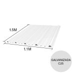 Chapa Trapezoidal T1010 Galvanizada Techos C25 Prepintada Blanco 1.5m x 1.1m x 0.5mm